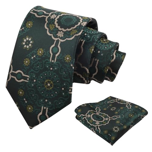 Image of Alizeal Mens Vintage Solid Plaid Tie with Pocket Square 3.15inches Necktie Set