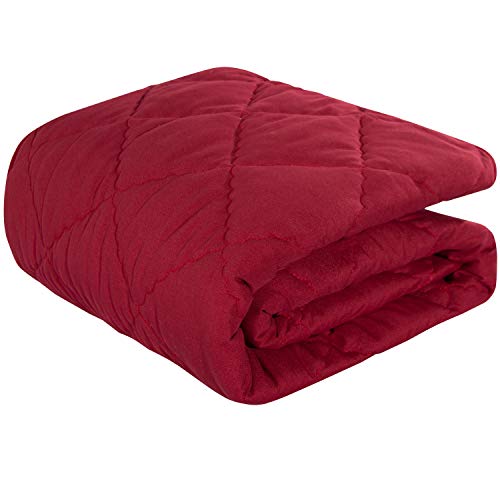 Image of NTBAY Down Alternative Toddler Comforter, Lightweight and Warm Solid Color Baby Crib Quilted Blanket, 39x47 inches, Red