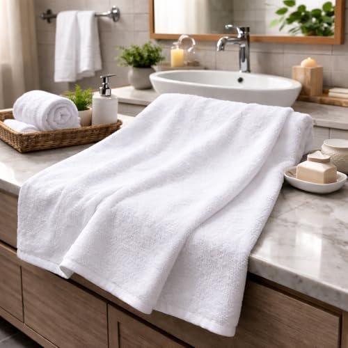 Image of Super Soft 100% Cotton Bath Towel 600 GSM Premium & Luxury | White Towel | Soft & Highly Absorbent | Quick Dry & Skin Friendly | Towel | Bath Towel | 150x75 cm | (Pack of 1)
