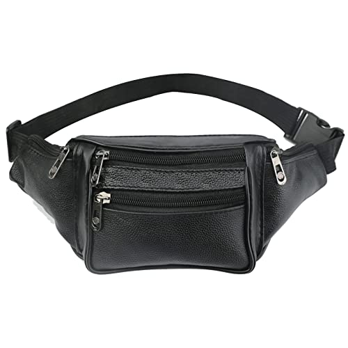 Schwarz Bauchtasche für Damen Herren PU Leder Gürteltasche Fanny Pack...