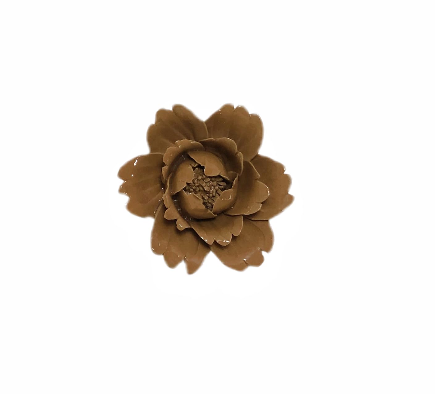 Brown,Peony, 2.76",Ceramic Flower Wall Art Decor, Artificial Flower Wall Sculpture,Handmade Ceramic Flowers for Home,Hallway,Living Room, Kitchen,Bathroom