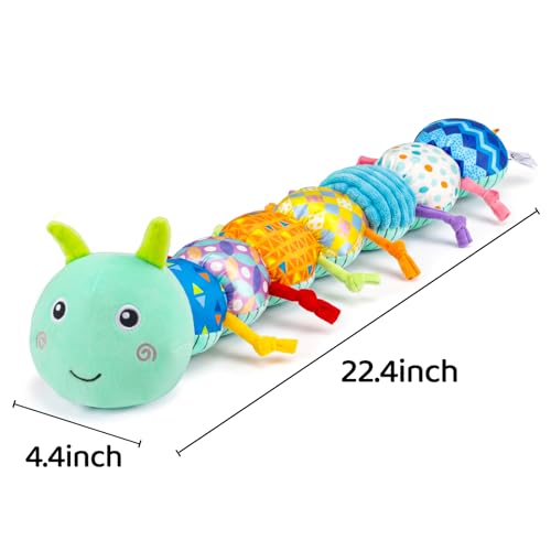 Image of Baby Tummy Time Toys 0-6 Month Musical Stuffed Animal Plush Caterpillar Toy for Infant 6-12 Month Teething Sensory Toy with Crinkle Rattle Babies 0-3-6 Month Newborn Boy Girl Birthday