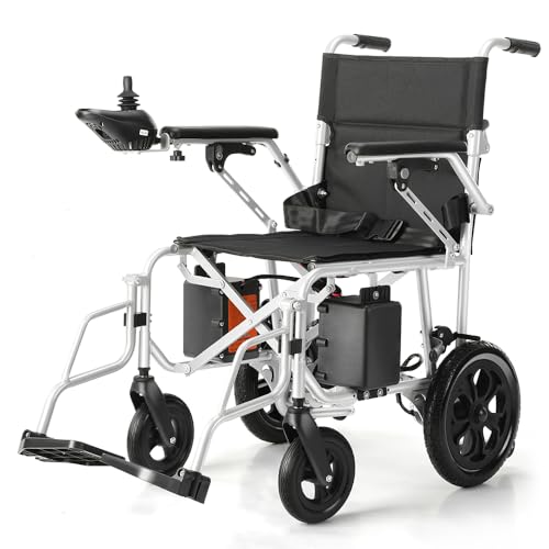 Glider Mobility Silla de ruedas eléctrica ultraligera, peso del marco inferior a 24 kg, silla eléctrica plegable con rango de 18 millas, velocidad de 8 km/h, capacidad de 140 kg, aprobada por