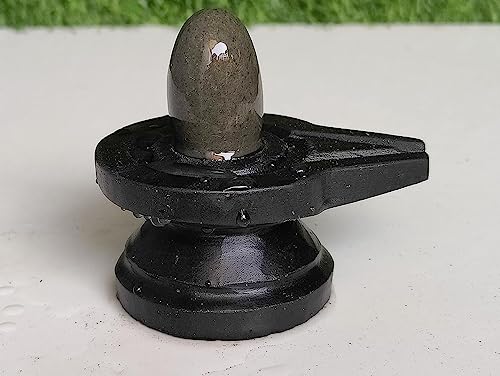Image of PANDIT NM SHRIMALI Narmadeshwar Shivling with Jaldhari Stand for Shiv Pooja Energized Natural Narmada Stone with Square Jaldhara (Jaldhari: 4 inch, Narmadeshwara: 3 inch, Multicolour)