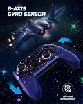 Voyee Switch Controller, LED Star Wireless Pro Controllers Compatible with Switch 2/Lite/OLED, Multi-Platform Windows PC with 9 Colors RGB Lights/Programmabele/Vibration/Turbo/Wakeup