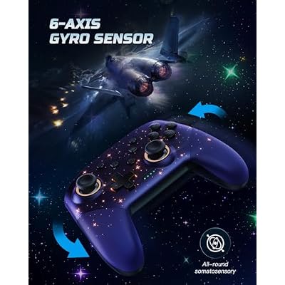 VOYEE Switch Controller, LED Star Wireless Pro Controllers Compatible with Switch/Lite/OLED, Multi-Platform Windows PC with 9 Colors Colorful RGB Lights/Programmable/Vibration/Turbo/Wakeup