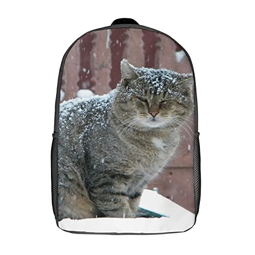 Sac à dos ados mixte style moderne imprimé chat relief 17 pouces