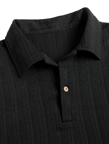 Camiseta polo para hombre ZAFUL de manga corta con diseño geométrico y textura, estilo casual y cubano miniatura 3