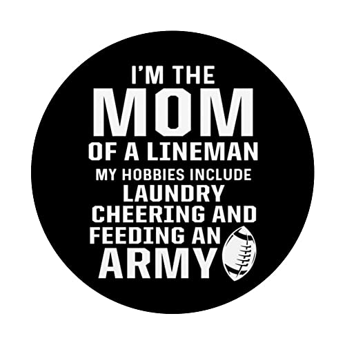 Mom Of Lineman Hobbies Include Laundry Cheering Feeding Army PopSockets Swappable PopGrip, Black - Image 3