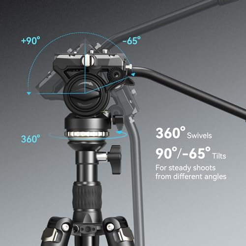 Image of SmallRig 75 inch / 192cm Video Tripod with ±15 Leveling Base Fluid Head CT210