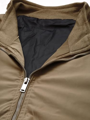 Image of SHOWOFFFF Men Solid Bomber Jacket | Mock Collar Full Sleeves Nylon Jacket for Mens | Slim Fit Regular Length Jacket for Men's
