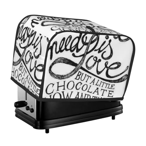 2 Slice Toaster Cover With Quotes Decor All You Need Is Love Calligraphy Comic Fun Happiness Quotes Classic, Bread Maker Cover With Pockets For The Kitchen