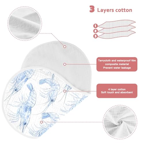 vvfelixl Muslin Burp Cloths Crystal Clear Shrimp Baby Washcloths for Baby Girl Boys 2 Pack3