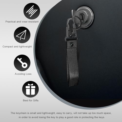 Image of Wevdn Car Key Chain, Fabric Metal Practical Multifunctional Motorcycle Keychain, Anti-Lost Keychain with O-Ring for Men Women (Black)