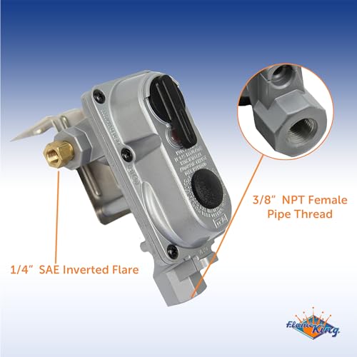 Flame King (KT12ACR-2) 2-Stage Auto Changeover LP Propane Gas Regulator With Two 12 Inch Pigtails For RVs, Vans, Trailers