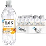 Hal's New York Seltzer Water, Mango Sparkling Water, 20 Fl Oz Bottles (Pack of 12)