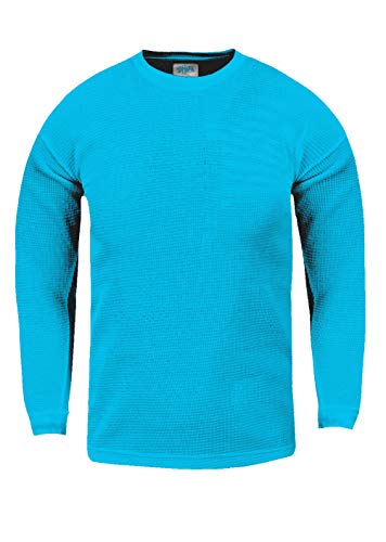 Fitscloth Kids Knit Sweater Pullover - Waffle Thermal Long Sleeve Crewneck Knitted Warm Top T Shirt Girls Boys KTC09 Turquoise L