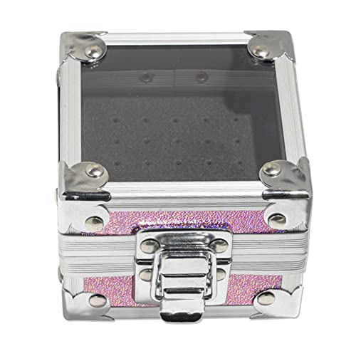 25 Holes Nail Drill Grinding Bit Holder Box Portable Nail Polishing Head Storage Case Metal Nail Tools Organizer Storage Container (Pink)