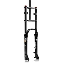 26 Fat Bike Fork Downhill MTB Air Suspension Fork Travel 140mm Straight Double Shoulder Fork Adjustable Rebound Disc Brake ,for 4.0 Tire B