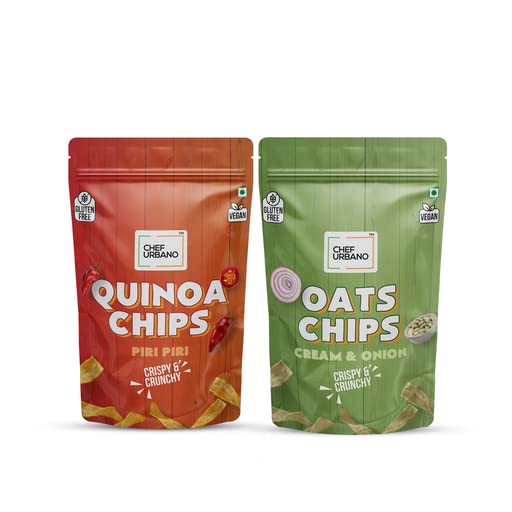 Chef Urbano Healthy Chips Quinoa Piri Piri Chips and Oats Cream and Onion combo 85 gms PACK OF 2 | Gluten Free | Vegan | Low GI| Crunchy Healthy Snacks | High Protein and Fiber Rich | Good for Diet (B0C591C3KL) Amazon Price History, Amazon Price Tracker