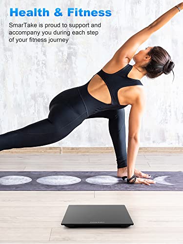 Weight Scale, Smartake Precision Digital Body Bathroom Scale With Step-On Technology, 6Mm Tempered Glass Easy Read Backlit Led Display, Body Tape Measure Included, 400 Pounds, Black #TOP6