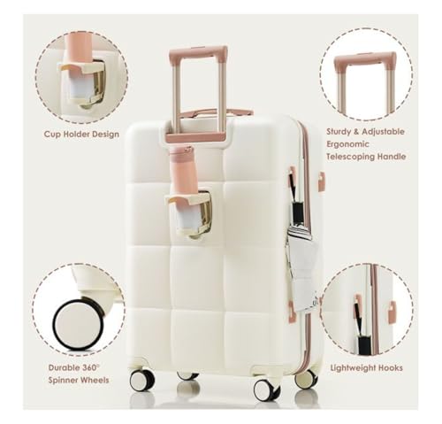 Luggage Sets 4 Piece, Expandable Suitcase with USB Port, Spinner Wheels - 20/24/28 inch Hard Shell Luggage with Travel Bag & Cup Holder, Beige3