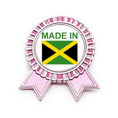 Broche drapeau de la Jamaïque rose taille M accessoire métal veste
