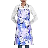 ATOurDealss Delantal de chef de alta calidad perfecto para cocinar y hacer barbacoas, Flujo azul bígaro, Talla única