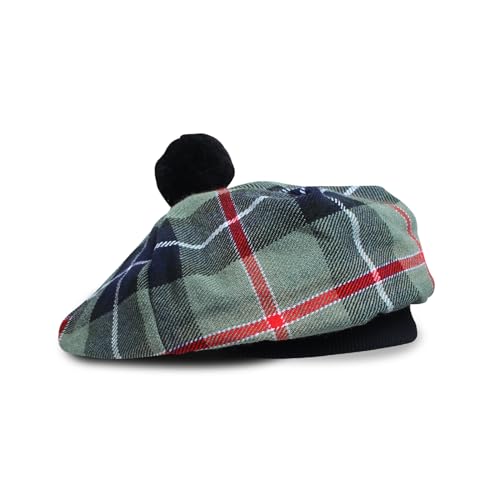Image of Scottish Tam O' Shanter Hat Tartan Bonnet Pom Pom Wool Flat Cap One Size