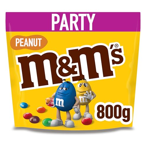 M&M'S - Bolsa a granel de chocolate con leche y cacahuete para fiestas, regalo de chocolate y aperitivos para noches de cine, 800 g (el envase puede variar)