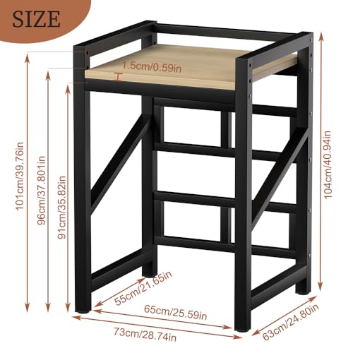 TTVACVX Over The Washer and Dryer Storage Shelf, Height Adjustable Washer Dryer Machine Stacking Rack, Space Saver Washer Dryer Stacking Kit, Metal Frames (Black Washer Dryer Stacking Kit)