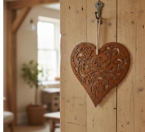 LB H&F Rostherz Türschild Herz Rost Rostschild Anhänger Ornament Dekoherz Schild - 26cm Ø