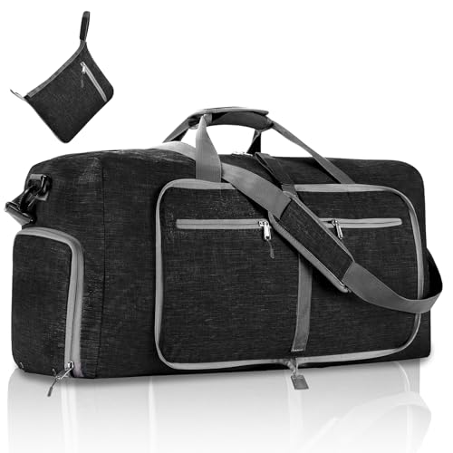Comius Sharp 115L Bolsa de Viaje Mujer Hombre, Plegable Ligera Bolsa Deporte, Bolsa Grande de Fin de Semana con Compartimento Zapatos (Negro)