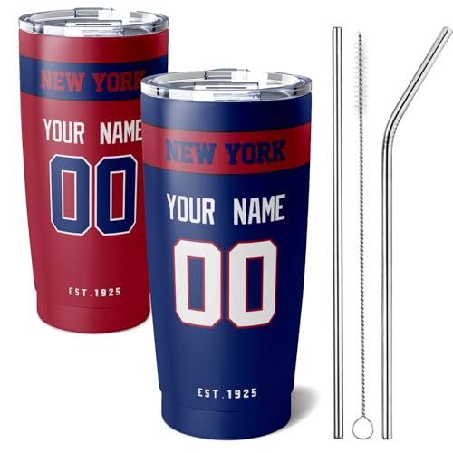 Image of ANTKING New York Tumbler 20 oz Travel Coffee Cup Custom Name Number for Men Women Boy Gifts