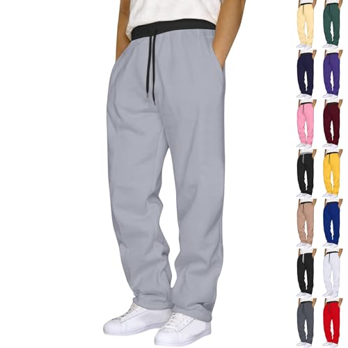 Baggy Sweatpants Men Pull On High Waist Fleece Jogger Sweatpants Casual Loose Fit Workout Sweat Pants with Pockets