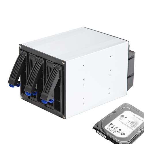 5 Bay 3 x 5.25 Drive Bays Hard Disk Enclosure, HDD Hot Swap Cage Mobile Rack for 5 x SATA 3.5 HDD, 5 x SATA 2.5 HDD, SAS HDD