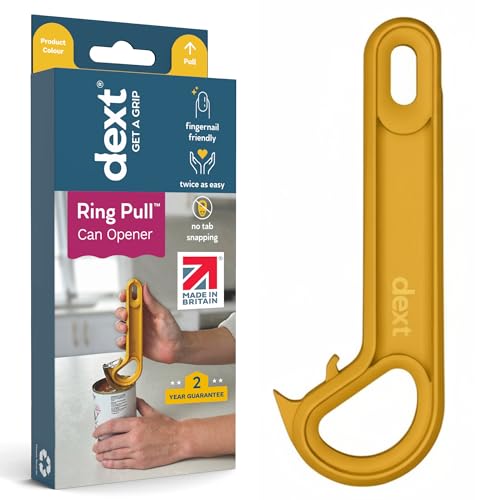 Dext - Ring Pull Can Opener, Pop Can Opener for Seniors, Arthritis, and Parkinson’s, Easy Open, Ergonomic Handle with Comfortable Grip. Perfect for Drinks, Pet Food, and More (Apricot)