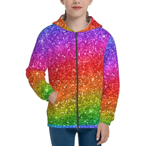 Colorful Glitter Kids Pullover Hoodies Boys Zip Up Sweatshirts Girls Athletic Clothes with Pocket3