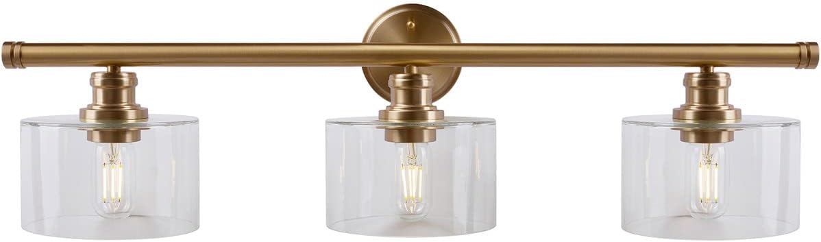FORTE Zane - 3 Light Bath Vanity in Transitional Style-9.25 Inches Tall and 32.75 Inches Wide-Soft Gold Finish