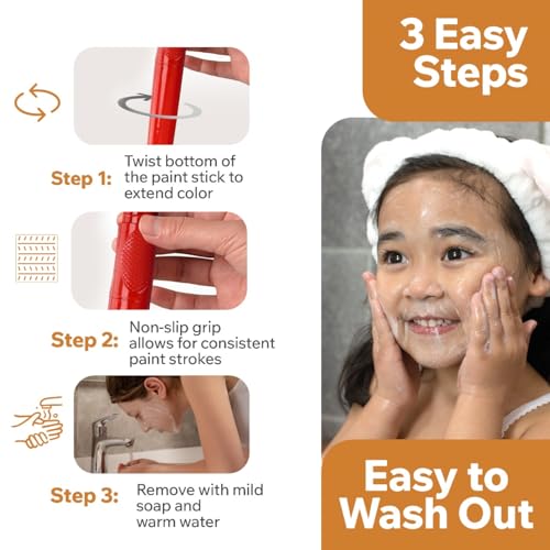 Face Paint Crayon 12 Color (Gold and Silver Included) | Sticks for Kids | Washable Twistable Crayons | Great Kit For Kids Face Hair Body Painting | Water Based Non-Toxic set