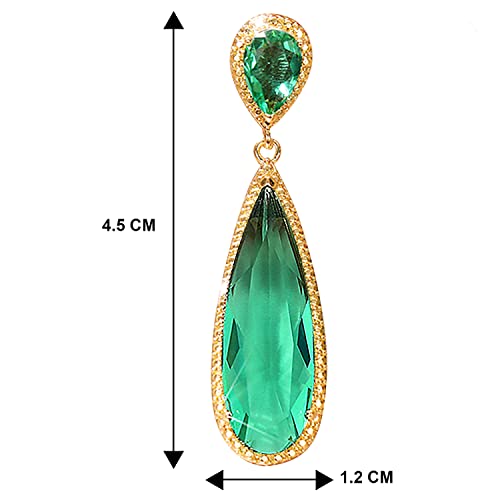 Image of Peora Crystal Studded Gold Plated Dangle Earrings Fashion Wear Stylish Jewellery Gift for Girls & Women