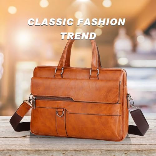 Image of CAVALO - Be Unique Leather Men's Laptop Bag Retro Messsenger Bag Men's Handbag Crossbody Bag Personality Briefcase (upto 14 inch) | Premium PU Leather