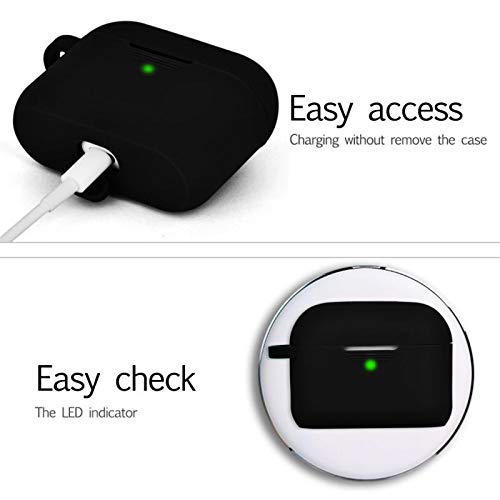 Image of GRIPP Rubon Silicone Case with Carabiner for AirPods Pro (1st Generation), 360 Shock Protection, Precise Cutout, Wireless Charging Support, Durable & Stylish - Black