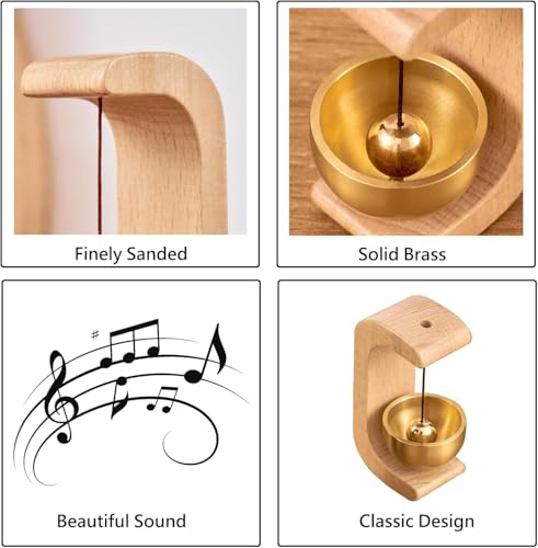 Image of Magnetic Door Chime Bell, Wooden Shopkeepers Bell for Door Opening - Ding Ding Sound