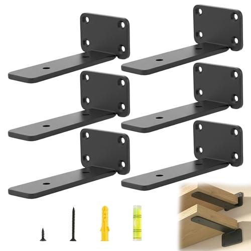 Support d'étagère flottant 70kg équerre angle droit robuste noire x6 - 2