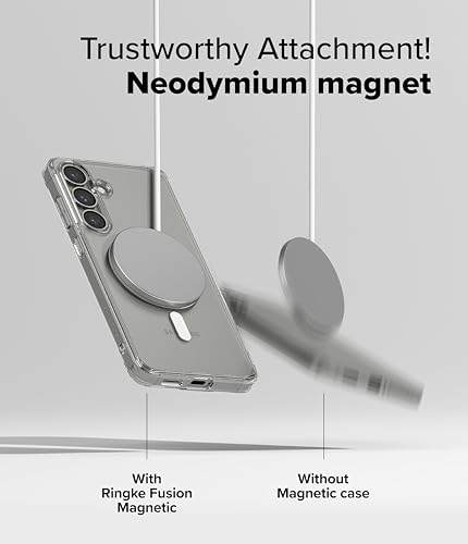 Image of Ringke Fusion Magnetic Compatible with Samsung Galaxy S25 Plus Case Cover [Strong Magnet] Transparent Hard Back Shockproof Soft TPU Bumer S25 Plus Back Cover - Clear