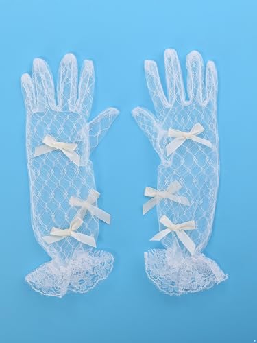 Jelory Flower Girls Gloves Short Lace Princess Bridesmaids Child Wedding Dress Gloves Party Costume Handwear4