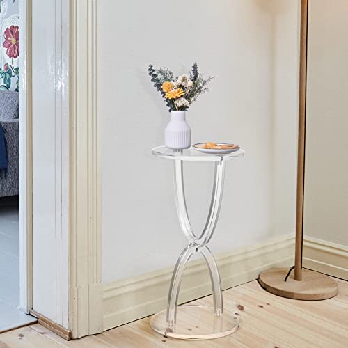 Hmyhum Acrylic Drink Table For Small Spaces, Martini Table For Living Room, Drink Side Table/End Table, Round, Wineglass Shape, Clear, 11.8" L X 11.8" W X 23" H #TOP5