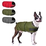 BEAUTYZOO Dog Winter Coat for Medium Dogs Waterproof, Warm Reflective Great Dane Oxford Canvas Jacket, Fleece Dog Cold Weather Coats Windproof for Female Male Dogs, Green M