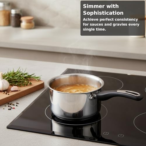 Image of Anjali FPSP16 Stainless Steel Fiesta Pro Sauce Pan Without Lid Chai pan with Induction Base 16 cm 1350 ml